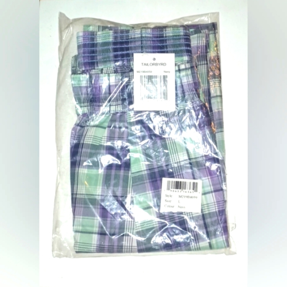 TAYLOR BYRD GREEN AND PURPLE PLAID MEN BOXER